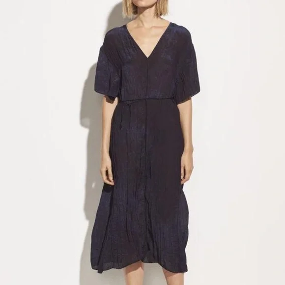 vince satin cap-sleeve v-neck dress Vince Women's Satin Bias Cap-Sleeve Dress Saint Bernard